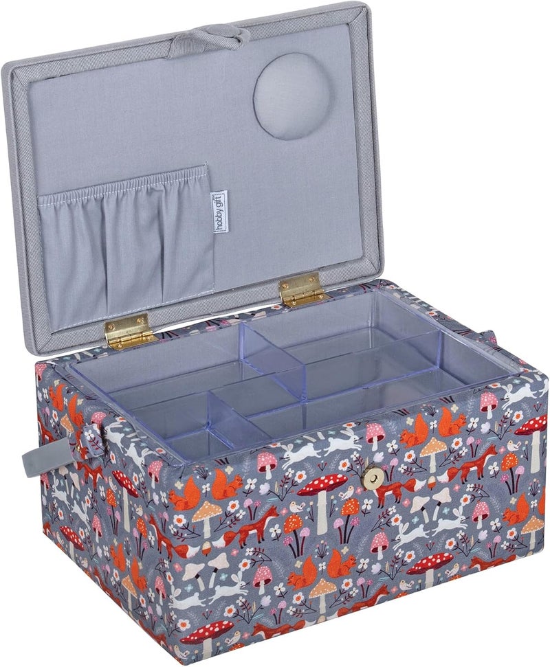 Hobby Gift Medium Sewing Craft & Hobby Storage Box, Accessories Tray Pin Cushion Pockets, 10 x 7.3 x 5.7" - Toadstool - Image 3